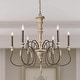 preview thumbnail 1 of 8, LALUZ Farmhouse 6-Light Rustic Wood Classic Chandelier for Living Dining Room L30.9 * W30.9 * H32.5 - Weathered