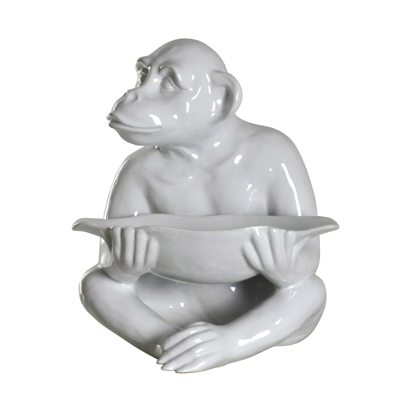 Shop Harp And Finial Hfa51087 Chimp Ceramic Animal Statue White