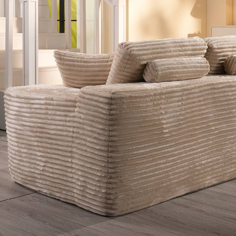 XIZZI Modern Plush Sectional Chaise Couch with Bean Bag Chair