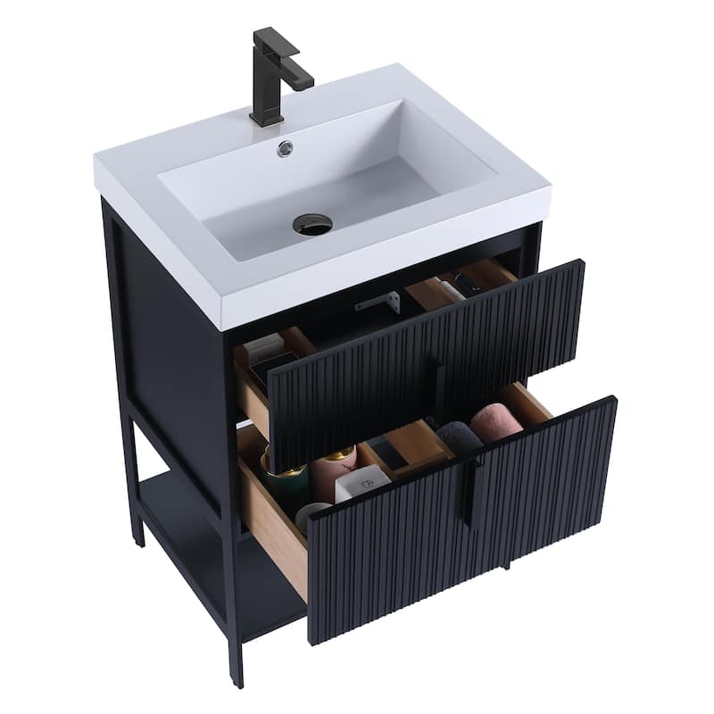 Fine Fixtures Serenity Modern Bathroom Vanity with White Gel Acrylic Top