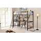 preview thumbnail 3 of 16, Modern Metal Twin Size Loft Bed with Full Length Guardrails, Inclined Ladder, L-shaped Desk and Shelf