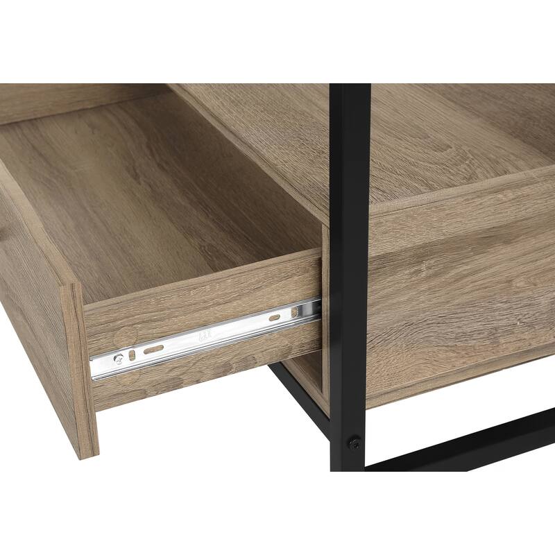 Modern 48-Inch TV Stand with Storage Drawers, Black Laminate & Metal Frame for Contemporary Home Decor