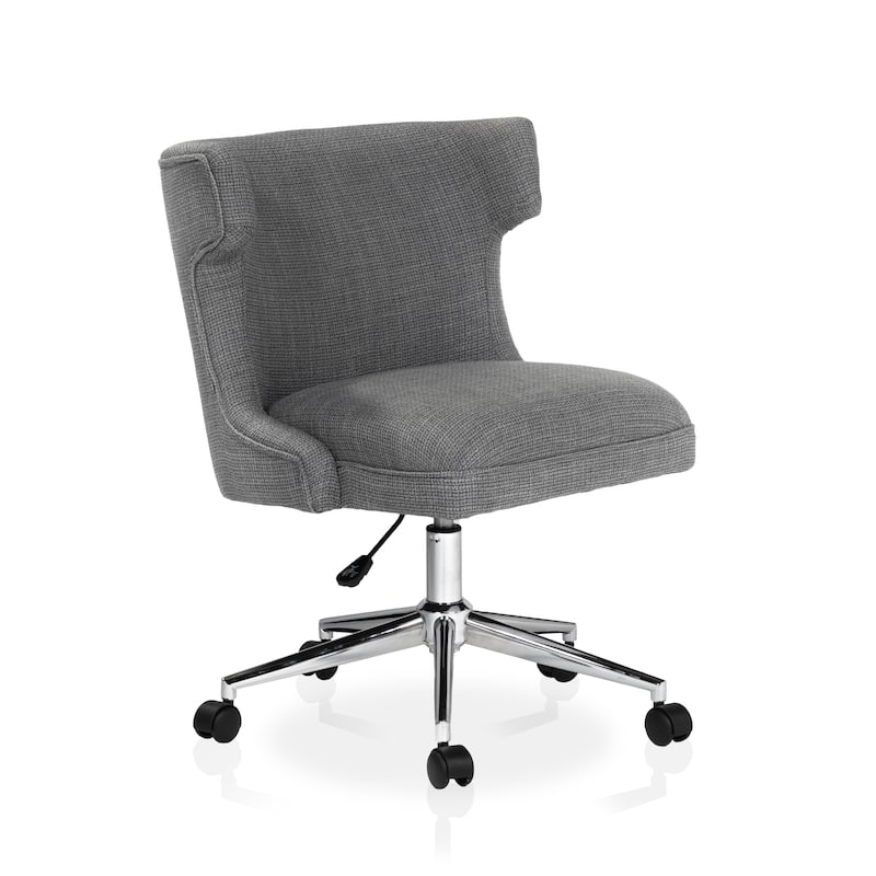 Milton Modern Grey Fabric Wingback Swivel Desk Chair by Furniture of America