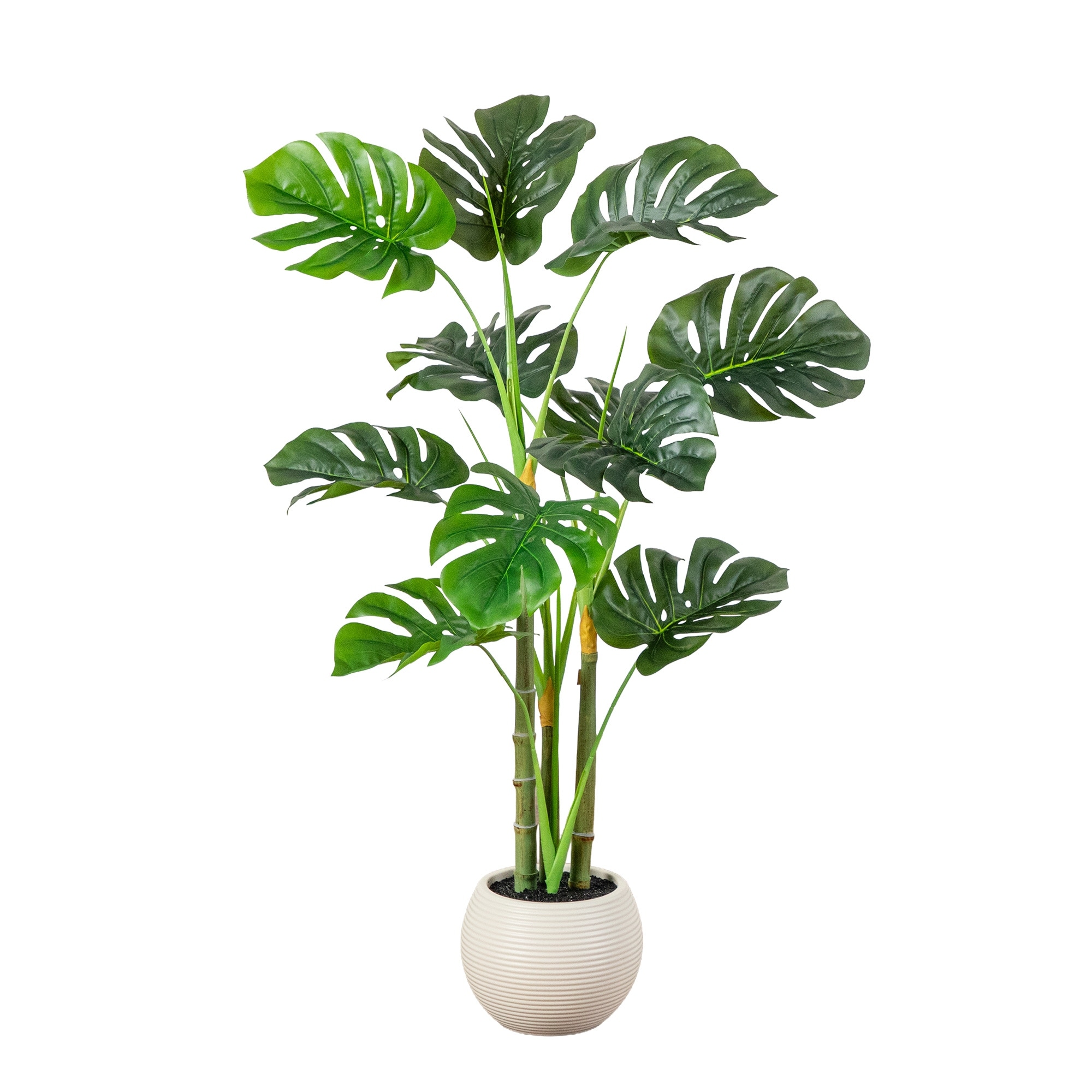 3.5-ft Artificial Monstera Tree in White Round Planter