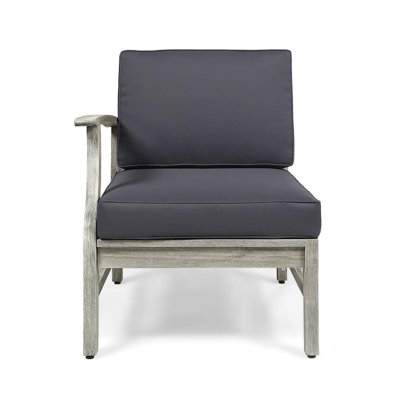 Roomfitters Outdoor Chair with Weather-Resistant Cushions and Acacia Wood Frame, Grey - Dark Gray-Left
