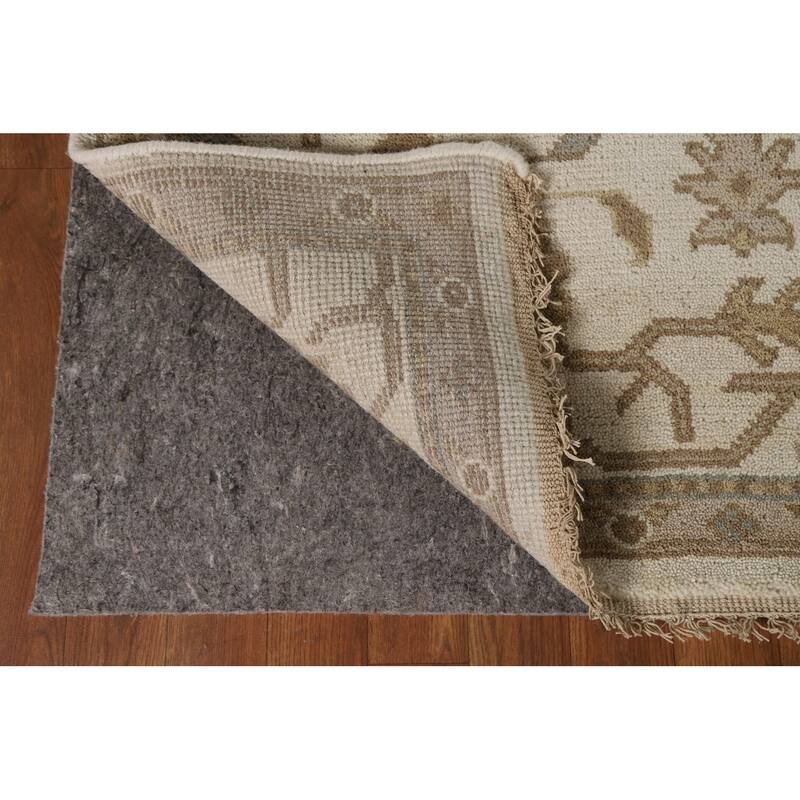 Floral Beige Oushak Oriental Area Rug Handmade Wool Carpet - 8'0"x 10'2"