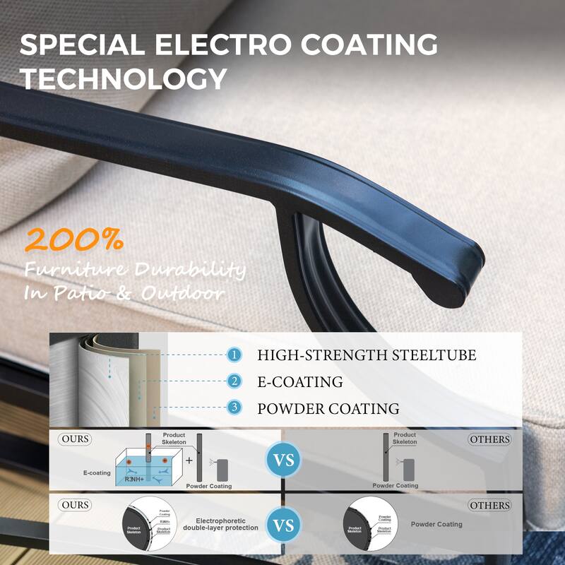 MAISON ARTS 5-Piece Patio Conversation Set with 28'' Gas Fire Pit Table