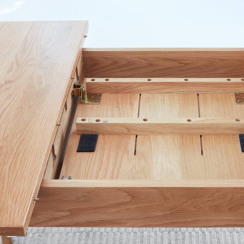 Modern Extension Dinner Table For 6-8 Person Gathering, Multifunctional Wooden Telescopic Table, Space Saving Dinner Table