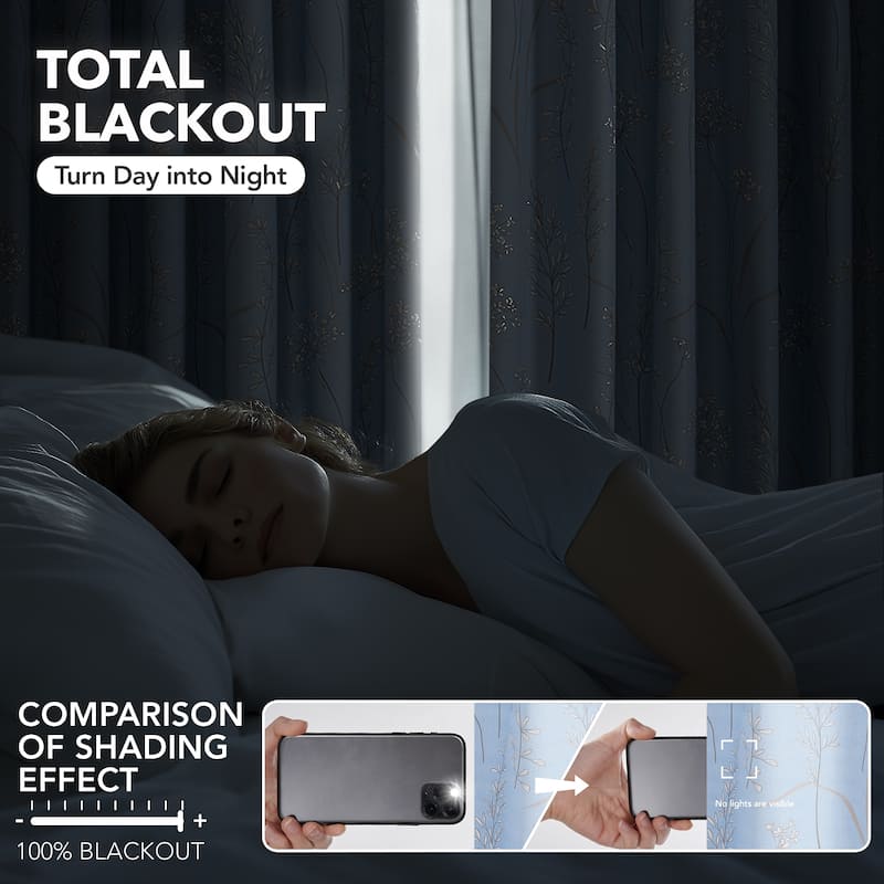 Deconovo Recycled Pinch Pleat Blackout Curtains for Bedroom 2 Panels