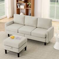 L Shaped Sectional Sofa Set 3-Seater Upholstered Couch with Reversible ...