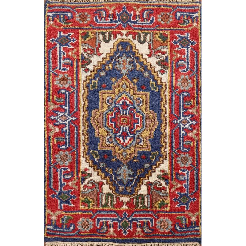 Blue Heriz Serapi Indian Accent Rug Handmade Wool Carpet - 2'0" x 3'0"