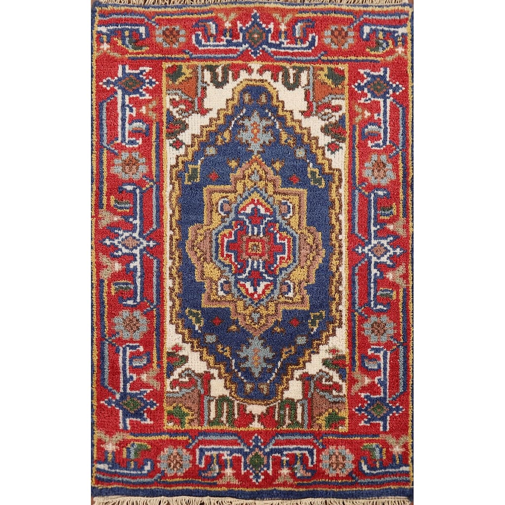 Blue Heriz Serapi Indian Accent Rug Handmade Wool Carpet - 2'0" x 3'0"