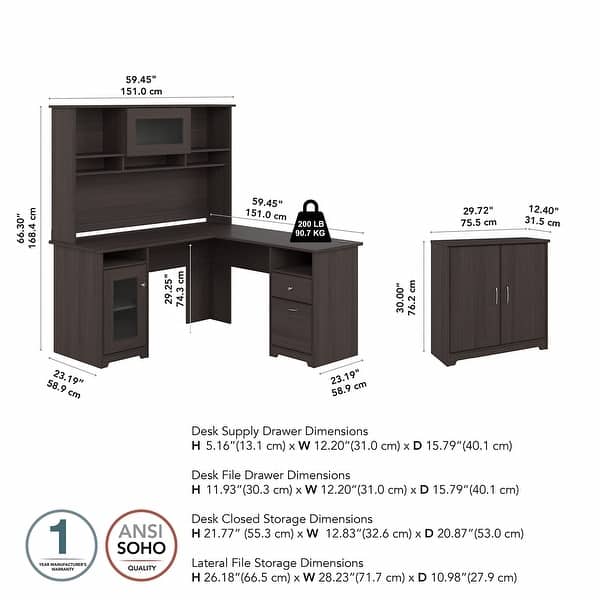 Bush Furniture Cabot – Soporte De Escritorio, Accesorio Con Estantes Y
