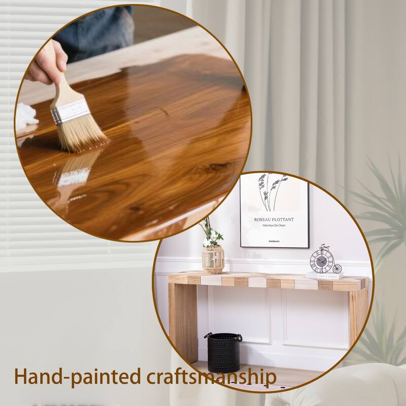 Modern Console Table, 62" Long Entryway Table with Chevron Patterned Top, Manufactured Wood Sofa Table for Hallway