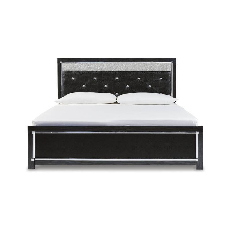 Signature Design by Ashley Kaydell Black/Silver Upholstered Panel Platform Bed