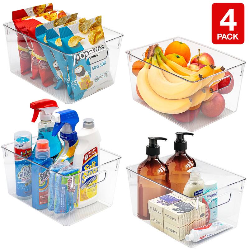 Sorbus Plastic Storage Bins Clear Pantry Organizer Box Bin Containers