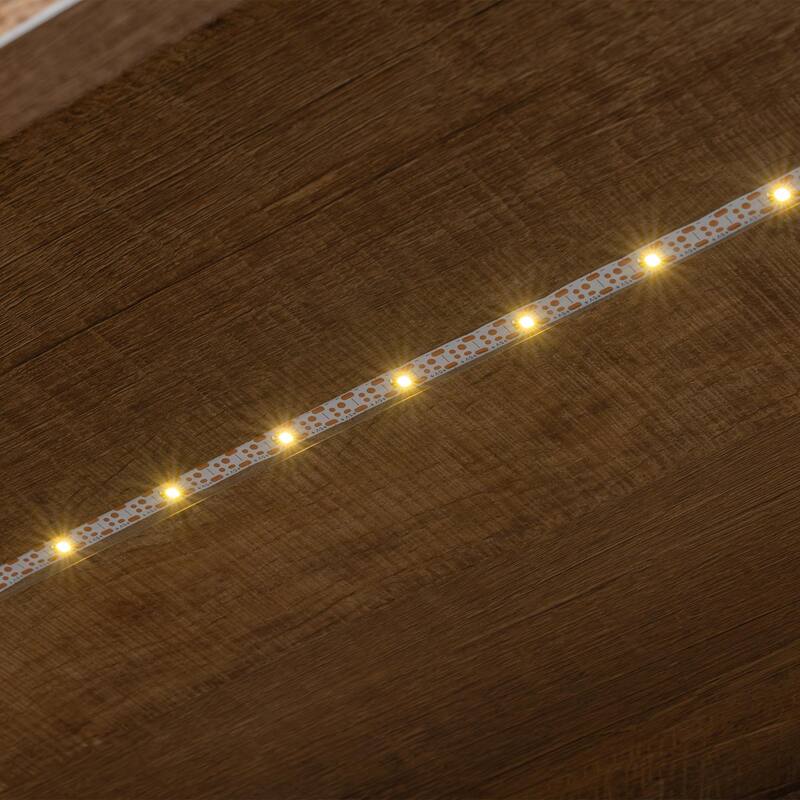 83.4" Tall Modern Bookshelf with Doors, Farmhouse Bookcase Featuring 3-Tier Adjustable Shelves & LED Display Lighting