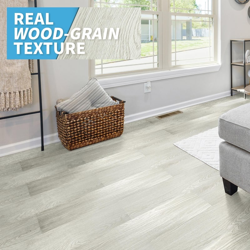 Art3d 36-sheet 36"x6" Self-adhesive Vinyl Flooring Beige Wood Color, Cover 54 Sq.Ft.