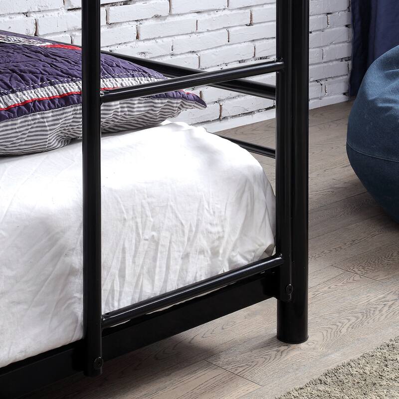 Zord Transitional Twin Metal Triple Bunk Bed with Slatted Guardrails by Furniture of America