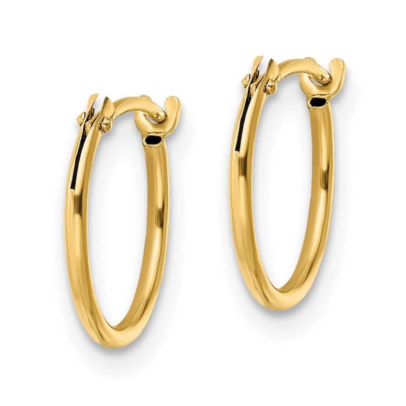 Curata 14k Yellow Gold Polished 11x1mm Thin Hinged Hoop Earrings