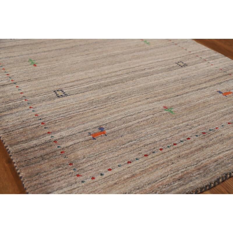 Gabbeh Indian Rug Hand-Knotted Oriental Wool Carpet - 3'0" x 4'10" - 3'0" x 4'10" - Brown
