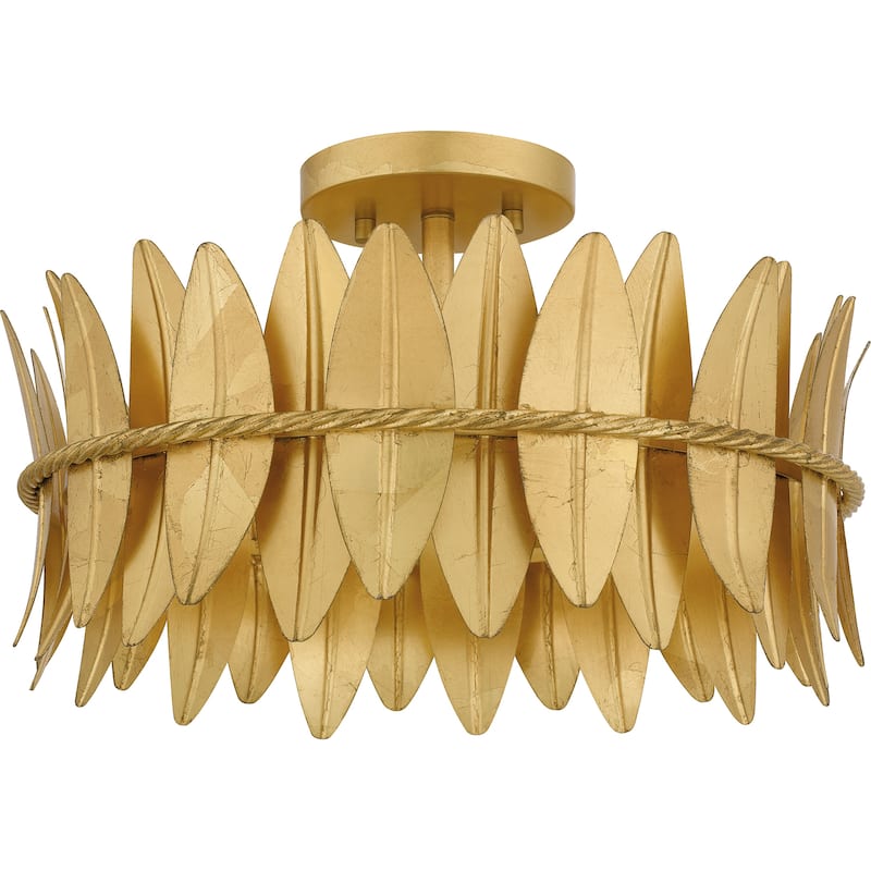 Liza 3-Light Gold Leaf Semi-Flush Mount Light