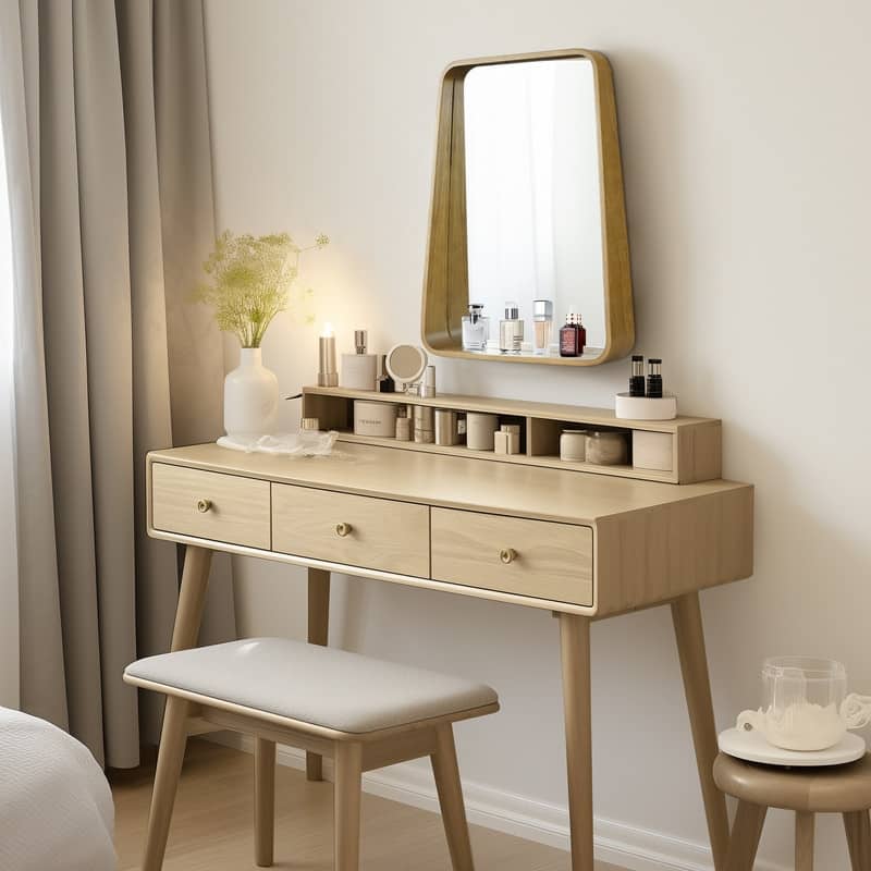 1 Piece Multifunctional Vanity Mirror with Shelf - 18"x24" - 18"x24" - Walnut