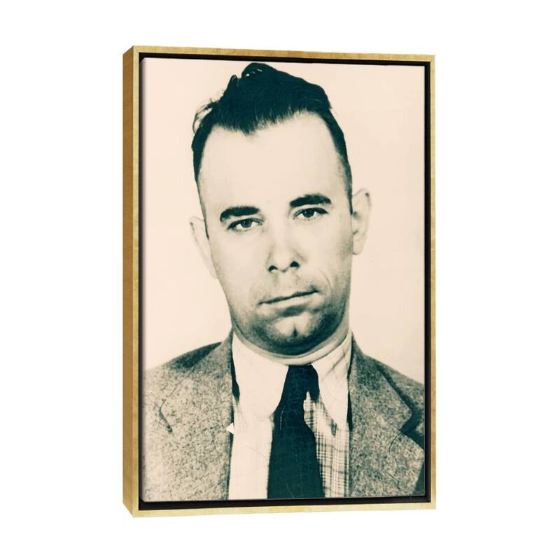 iCanvas "John Dillinger - Gangster Mugshot" by Unknown Artist Framed Canvas Print - Gold - 40x26