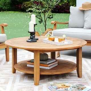 Cambridge Casual Leon Teak Outdoor Patio Round Coffee Table