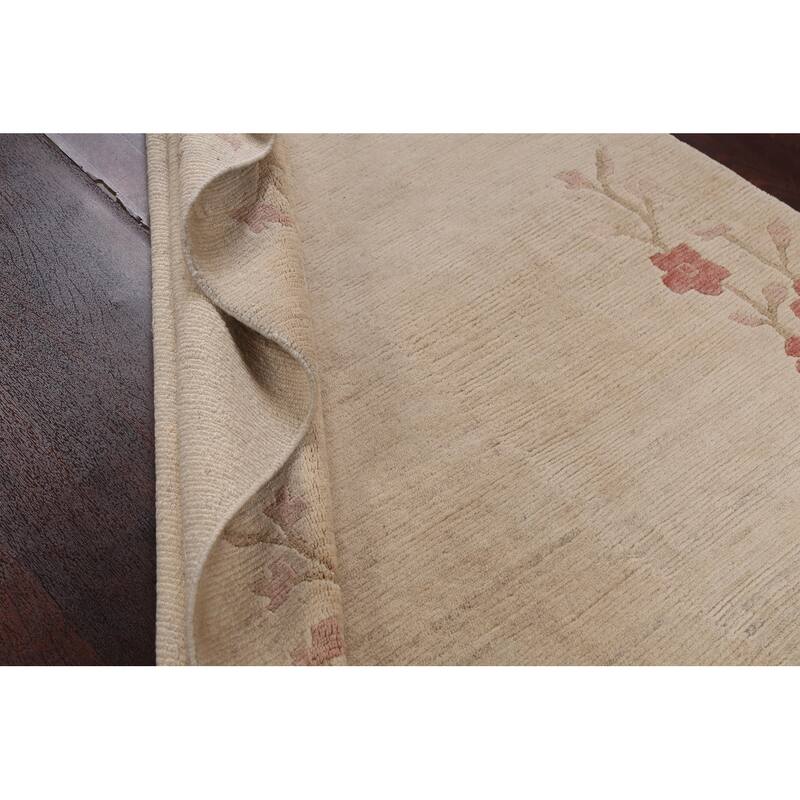 Vegetable Dye Nature Print Nepalese Wool Area Rug Hand-knotted Carpet - 5'6" x 7'7"