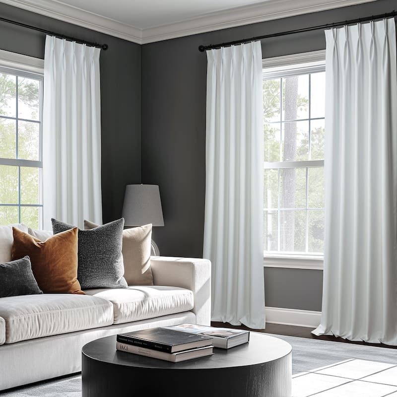 Exclusive Fabrics Solid Performance Linen French Pleated Thermal Blackout Curtains for Bedroom & Living Room Curtains (1 Panel)