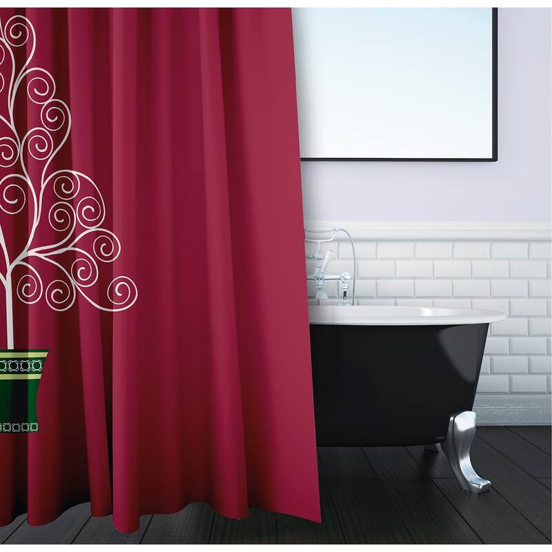 Filigree Tree Holiday Print Shower Curtain