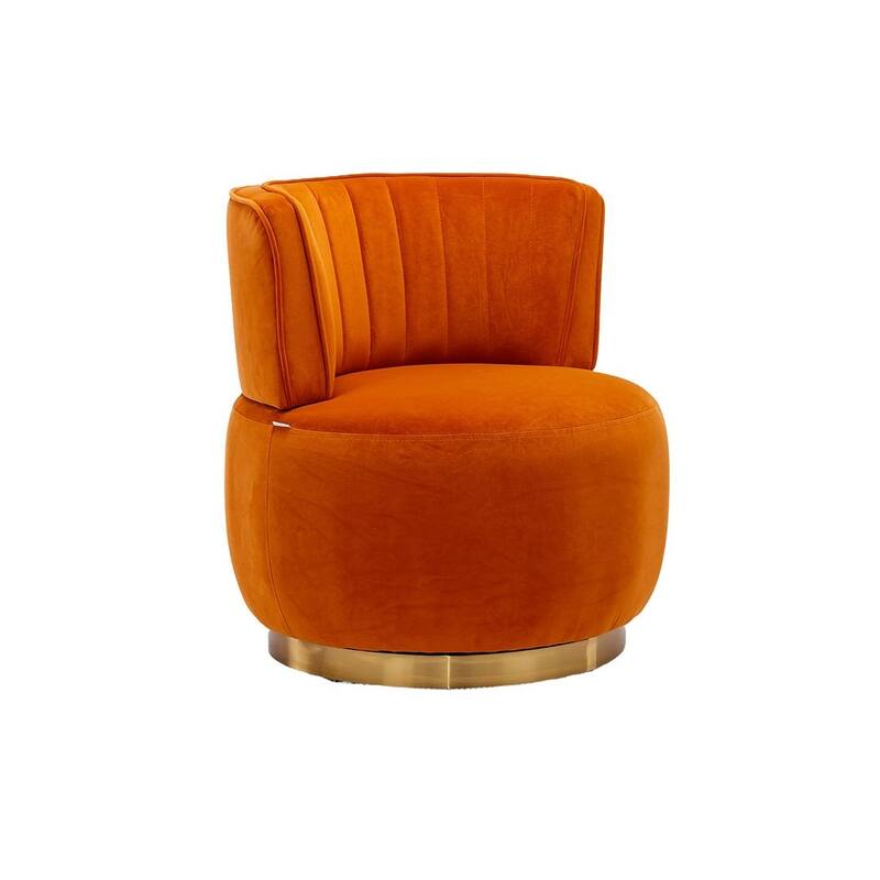 Modern Velvet 360 Degree Swivel Round Armrest Upholstered Accent Chair