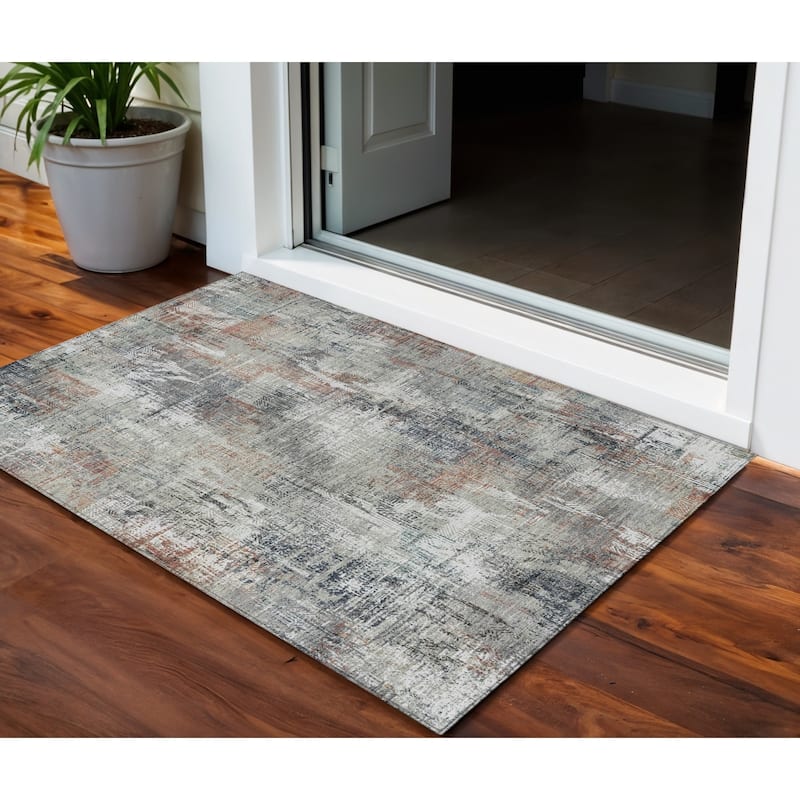 HomeRoots Abstract Transitional Rectangle Outdoor Rug - 3' x 5'