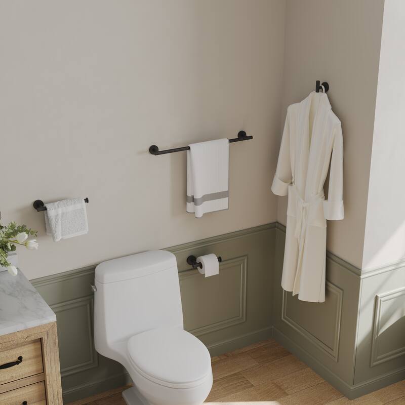 4-Piece Bathroom Hardware Accessories Set, Wall Mount Towel Bar, Toilet Paper Holder, Hand Towel Rack 1 Towel Hooks