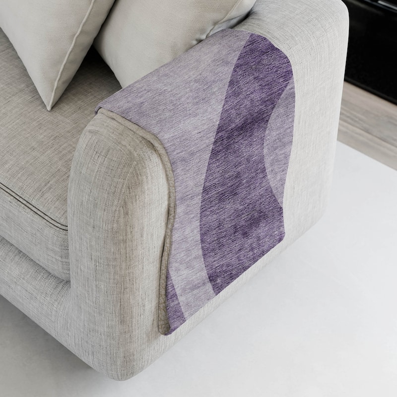 Premium Machine Washable Casual Contemporary Sherpa Throw Blanket - Purple - 4'2" x 5'10"