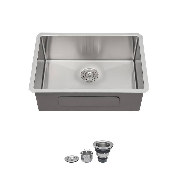 28 Inch Undermount Sink - Undermount Stainless Steel Kitchen Sink 16 Gauge 9 Inch Deep Single Bowl Kitchen Sink Basin - Brushed Nickel