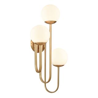 Elk Home Caroline Brushed Gold With Opal Glass 3 Light Sconce