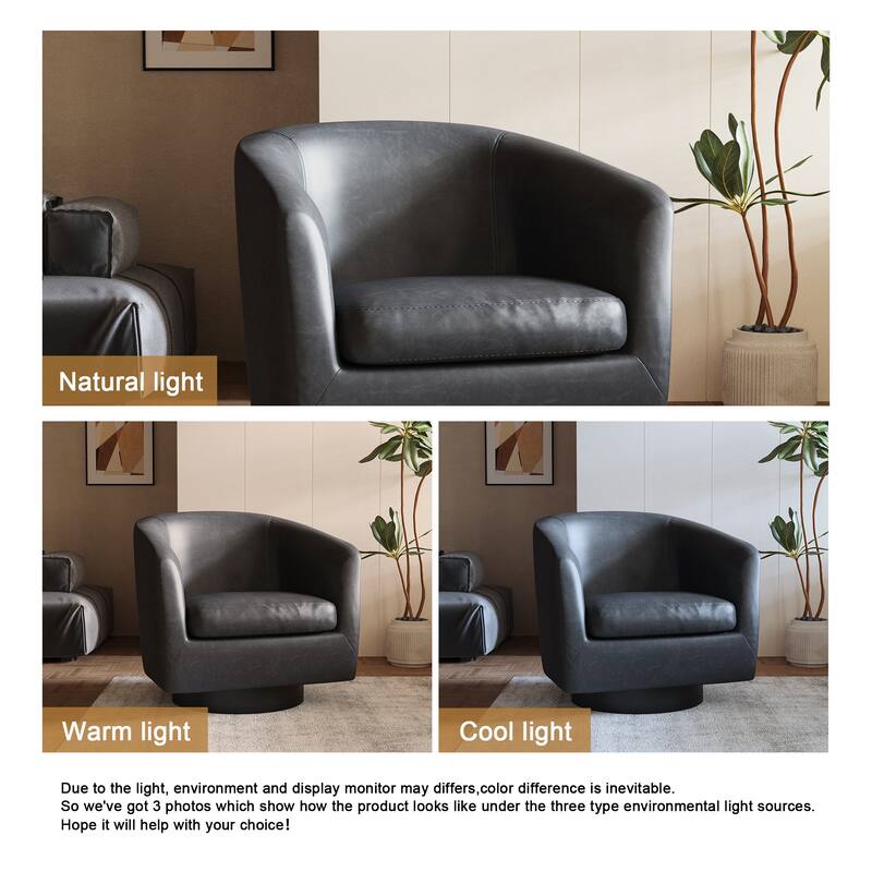 Round Barrel Armchair 360-Degree Swivel Accent Chairs