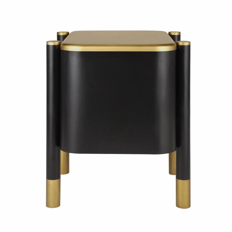 Contemporary Curved 2-Drawer Nightstand with Metal Feather Handles and Exposed Legs