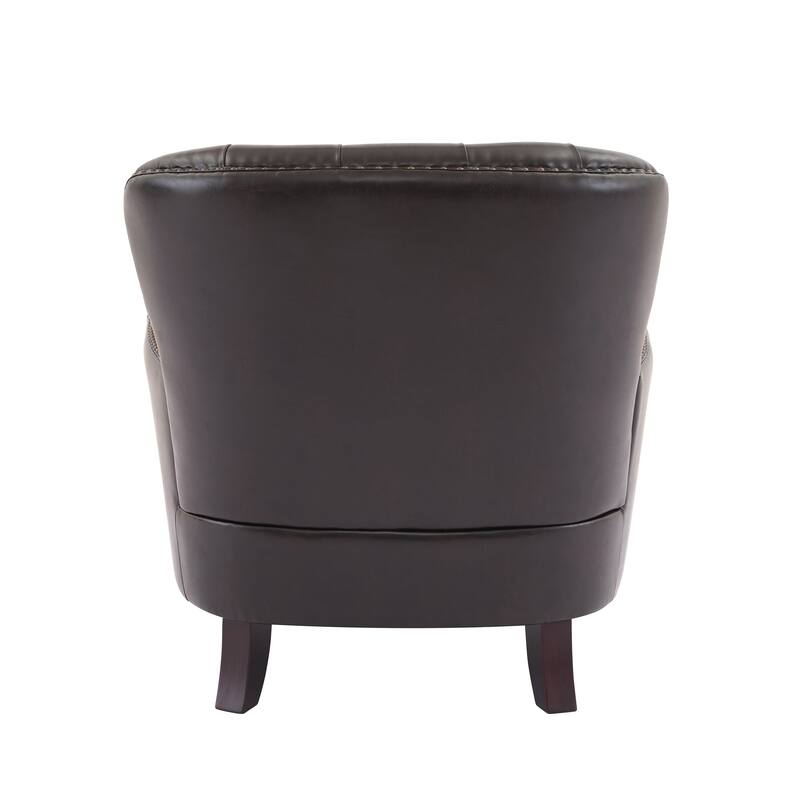 Brown Polyester Fabric Wooden Frame Lounge Chair with Nailhead Trim - 32.5'' W x 32.5'' D x 33'' H