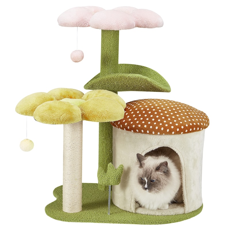 EROMMY Cat Tree – Multi-Level Cat Tower with Sisal Scratching Posts & Swing Ball, Modern Cat Furniture for Indoor Cats