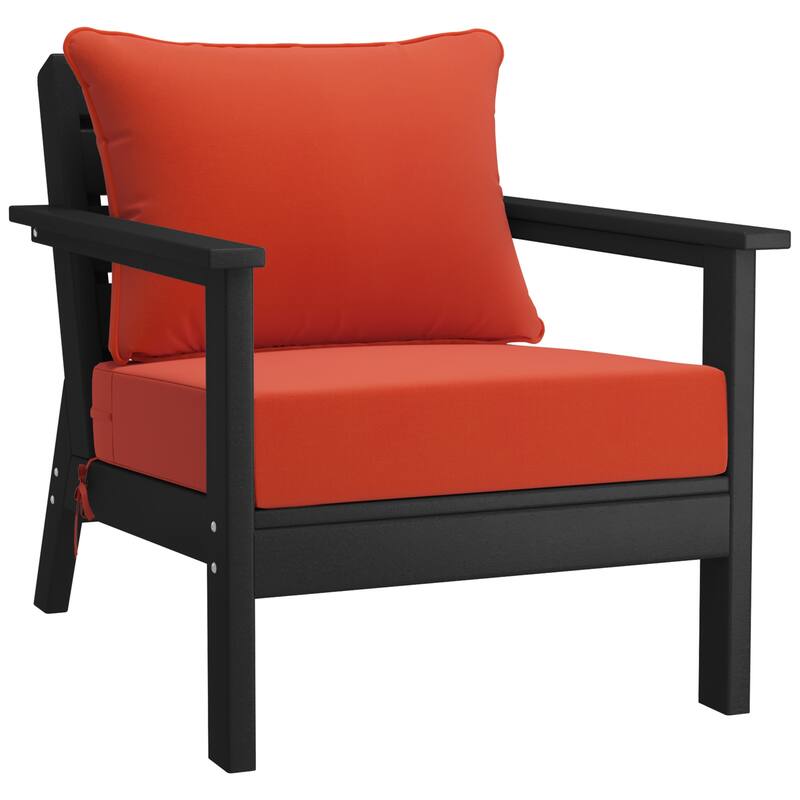 Birchwood All Weather HDPE Outdoor Patio Black Deep Seating Conversation Set (5-Piece Set)