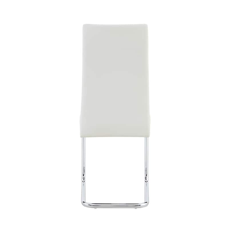 2-Pack White PU Upholstered Dining Chairs
