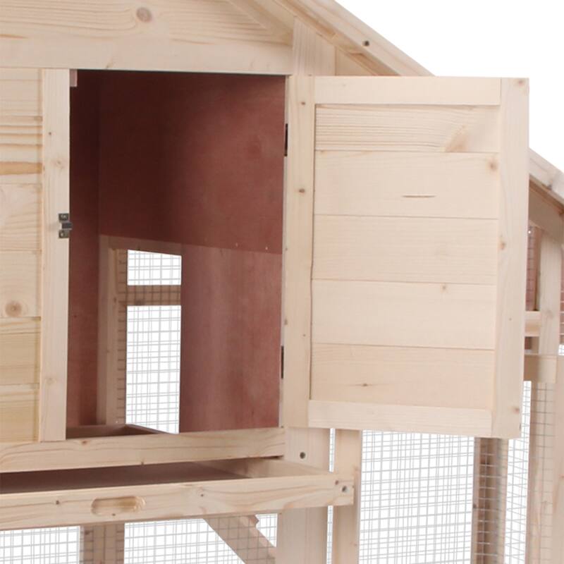 Bunny Cage,Weatherproof Rabbit Hutch,Spacious Pet House is designed for convenient cleaning - Natural Wood