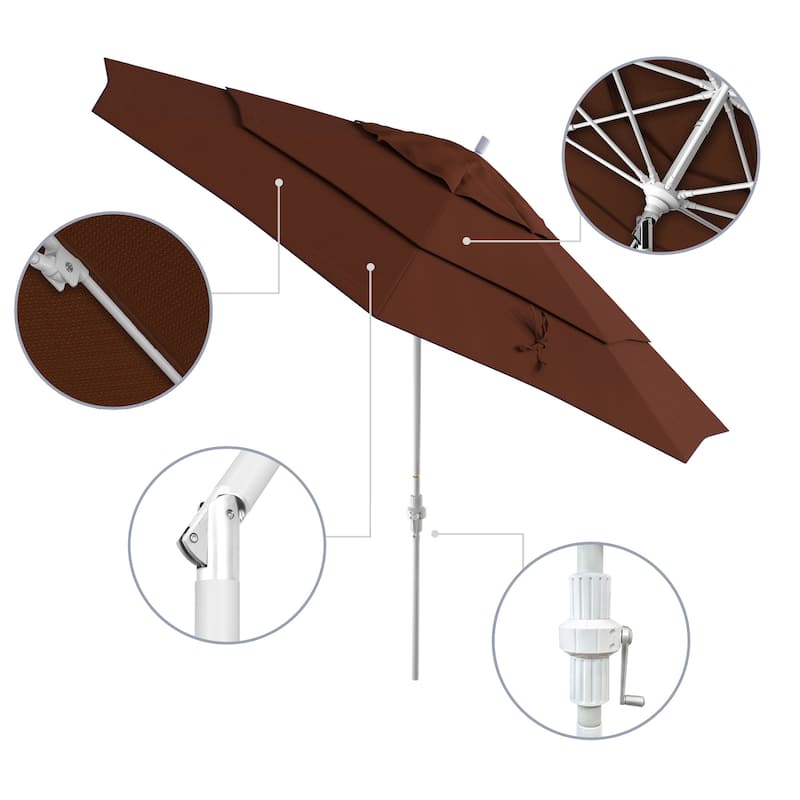 Perry 11ft Round Crank Lift Collar Tilt Aluminum Patio Umbrella by Havenside Home, Base Not Included