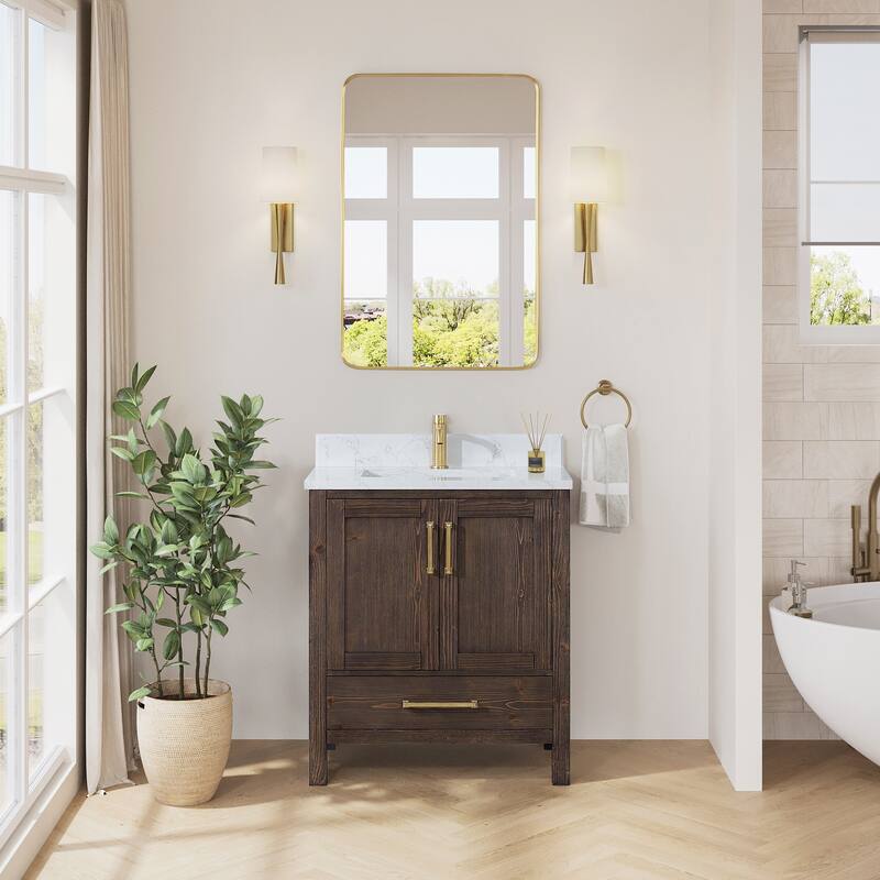 Shannon Bath Vanity with Composite Stone Countertop and Mirror