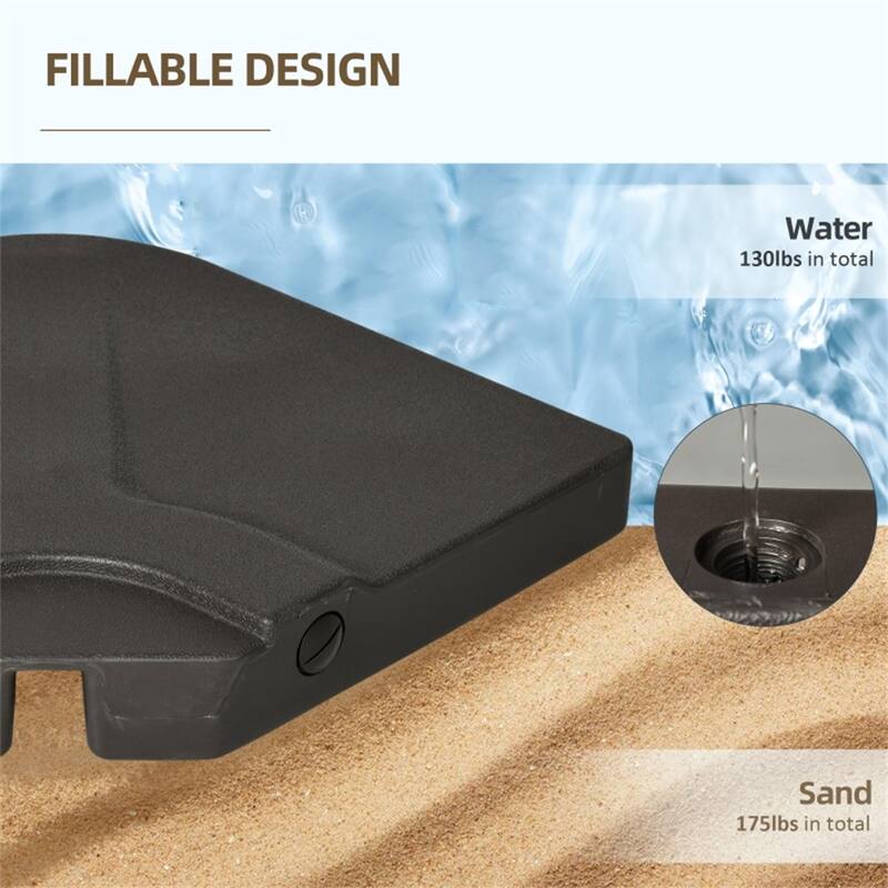 Set of 4 Cantilever Umbrella Base Weights HDPE Outdoor Fillable with Water or Sand for Offset Parasols Brown