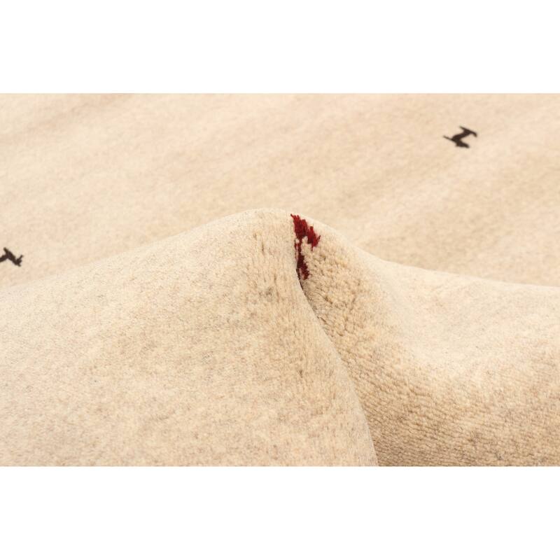 ECARPETGALLERY Hand Loomed Kashkuli Gabbeh Beige Wool Rug - 2'7 x 7'7