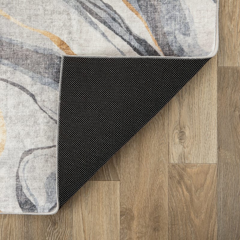 World Rug Gallery Contemporary Marble Washable Non Slip Area Rug